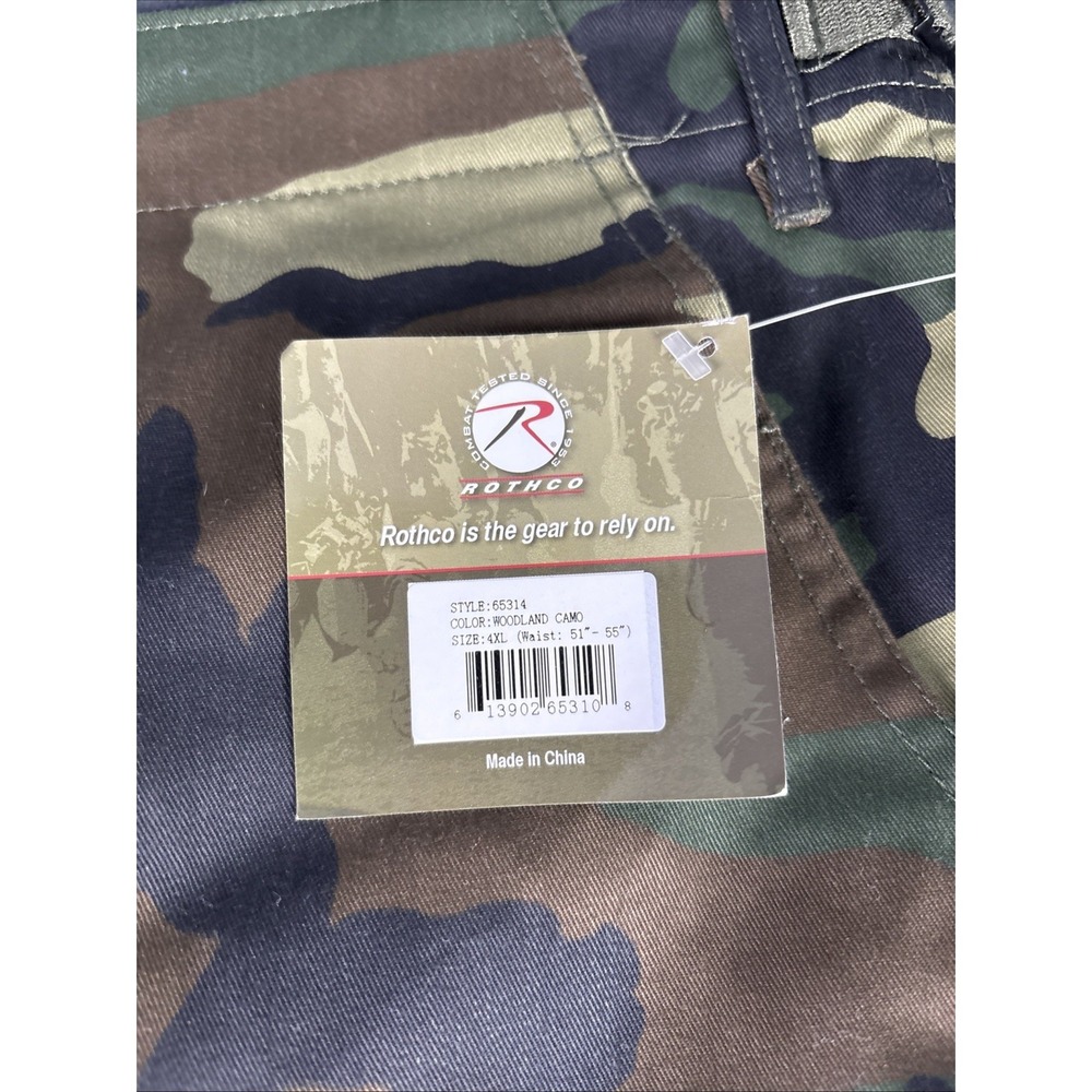 Rothco Woodland Camo Cargo Army Shorts Size XXXXL Paratrooper Button Fly BDU - Picture 2 of 11